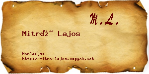 Mitró Lajos névjegykártya